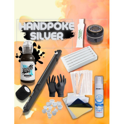 Tetovací sada pro Hand Poke SILVER EDITION s perem 