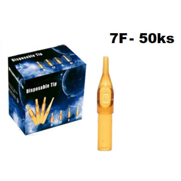 Balení sterilních plastových tetovacích špiček 50ks 7FT