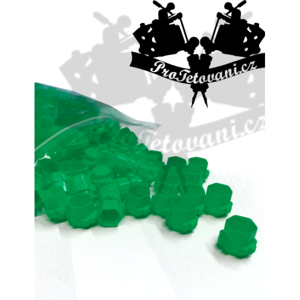 Balení spojovacích kalíšku na tetovací barvu MODUL 15 mm GREEN