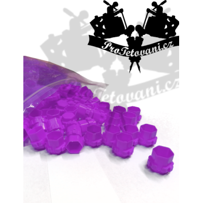Balení spojovacích kalíšku na tetovací barvu MODUL 15 mm PURPLE