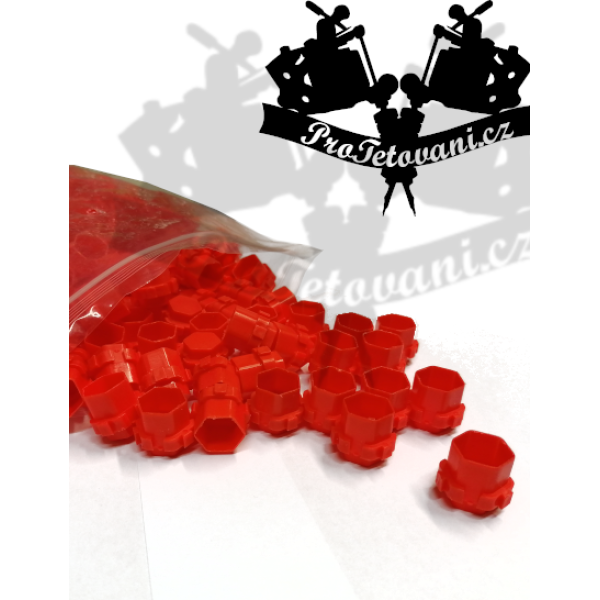 Balení spojovacích kalíšku na tetovací barvu MODUL 15 mm RED