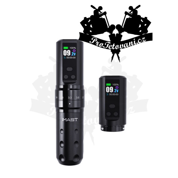 Bezdrátový tetovací strojek Dragonhawk Mast Fold 2 Pro s nastavitelným zdvihem 2 baterie