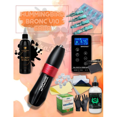 Rotační tetovací sada Hummingbird BRONC V10 RED