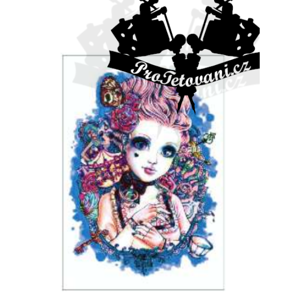 Dočasné tetování tetovačka Blue cup Girl