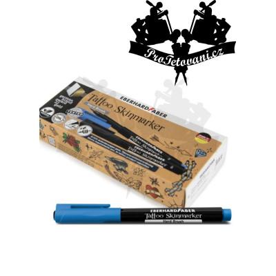 Fix na kůži Tattoo Skinmarker Eberharda Faber MODRÝ Hard Brush