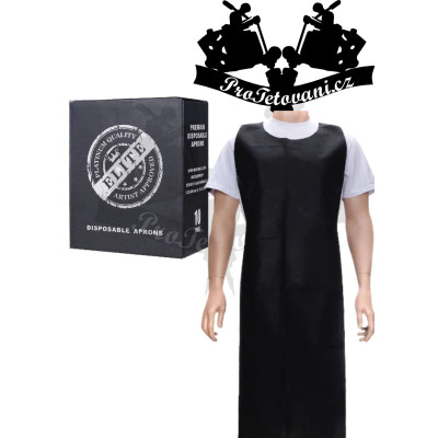 Elite prémiové zástěry z netkané textilie černé 10 Ks