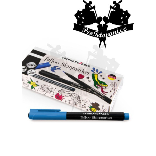 Fix na kůži Tattoo Skinmarker Eberharda Faber MODRÝ Soft Brush