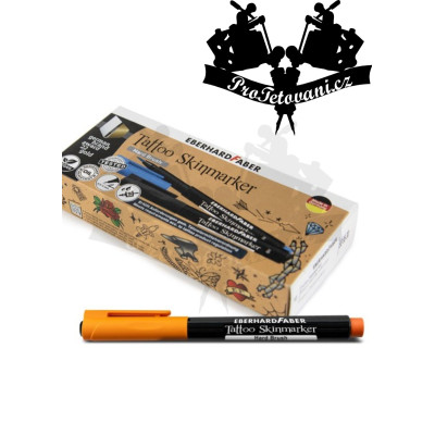 Fix na kůži Tattoo Skinmarker Eberharda Faber ORANŽOVÝ Hard Brush