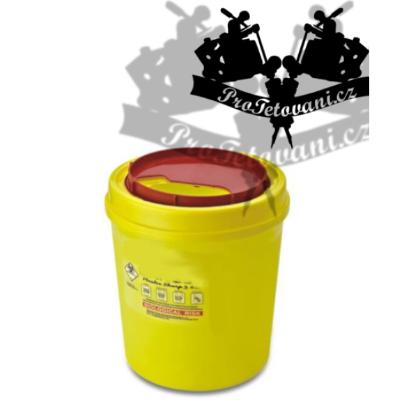 Nádobka pro tetovací odpad 3l žlutá kulatá