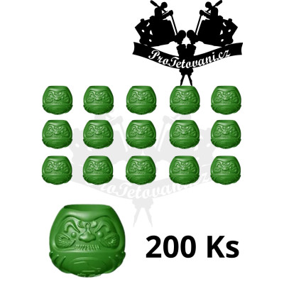 Plastové kalíšky na tetovací barvu DARUMA DOLLS Green 200 Ks