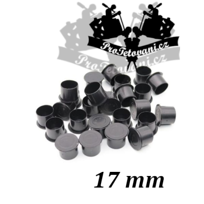 Kalíšky na tetovací barvu 17 mm s ploškou černé