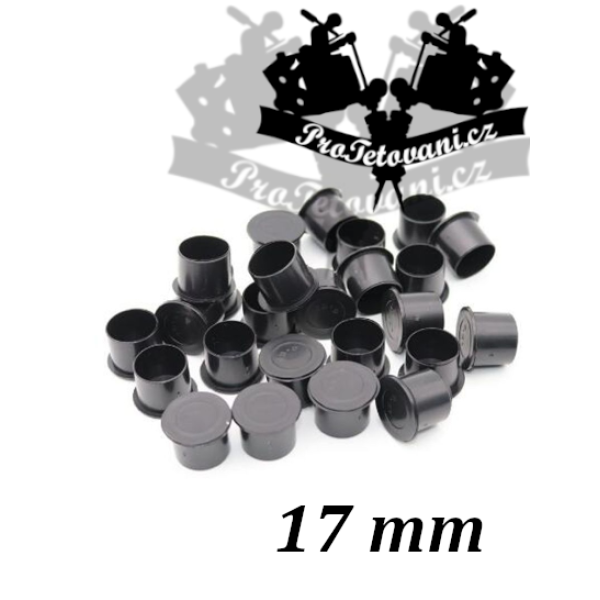 Kalíšky na tetovací barvu 17 mm s ploškou černé