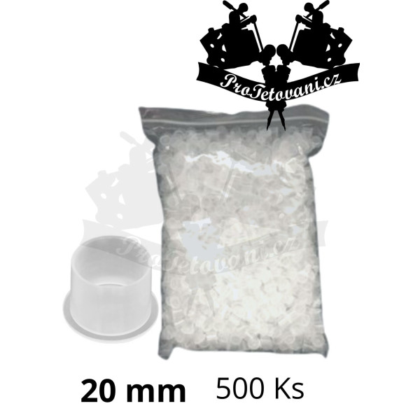 Kalíšky na tetovací barvu 20 mm s ploškou BALENÍ 500 Ks