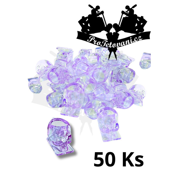 Kalíšky na tetovací barvu CRYSTAL SKULL Purple 50 Ks s s ploškou