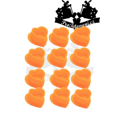 Silikonové kalíšky na tetovací barvu HEARTH ORANGE 100 ks s ploškou