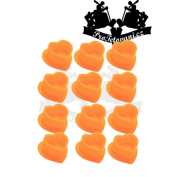 Silikonové kalíšky na tetovací barvu HEARTH ORANGE 100 ks s ploškou