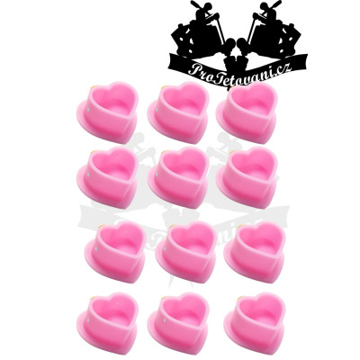 Silikonové kalíšky na tetovací barvu HEARTH PINK 100 ks s ploškou