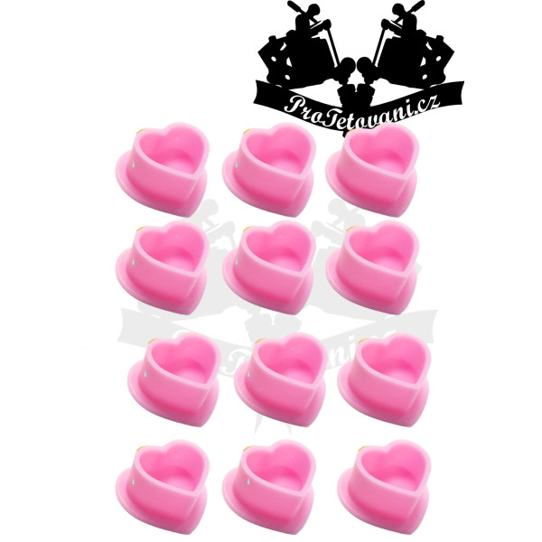 Silikonové kalíšky na tetovací barvu HEARTH PINK 100 ks s ploškou