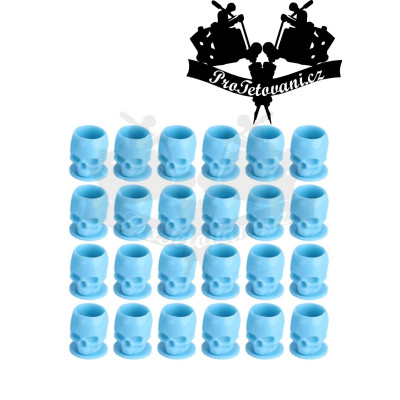 Kalíšky na tetovací barvu SKULL BLUE 200 Ks s ploškou