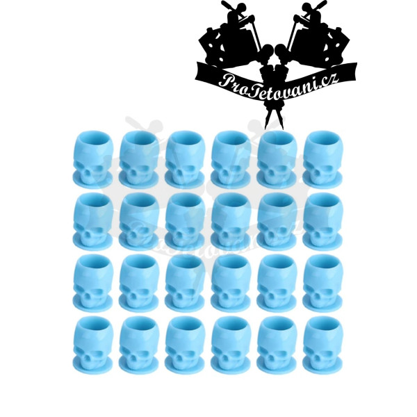 Kalíšky na tetovací barvu SKULL BLUE 200 Ks s ploškou