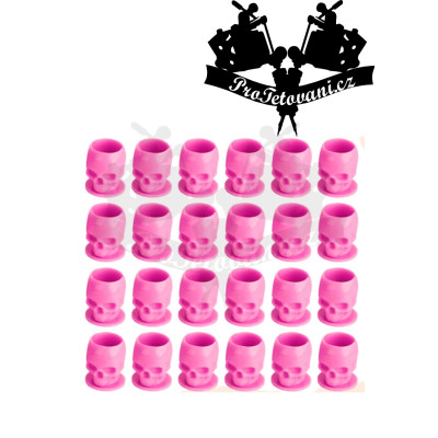 Kalíšky na tetovací barvu SKULL PINK 200 ks s ploškou