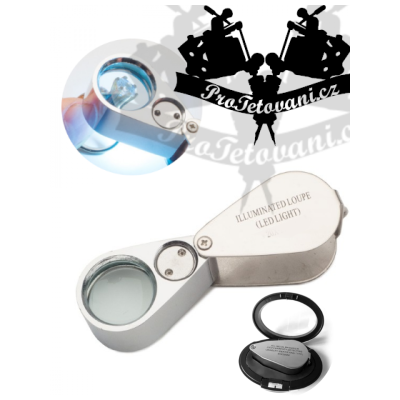Led i UV lupa na tetování v krabičce