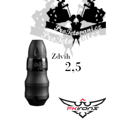 Modulární rotační tetovací strojek FK IRONS EXO Black Ops zdvih 2,5 mm