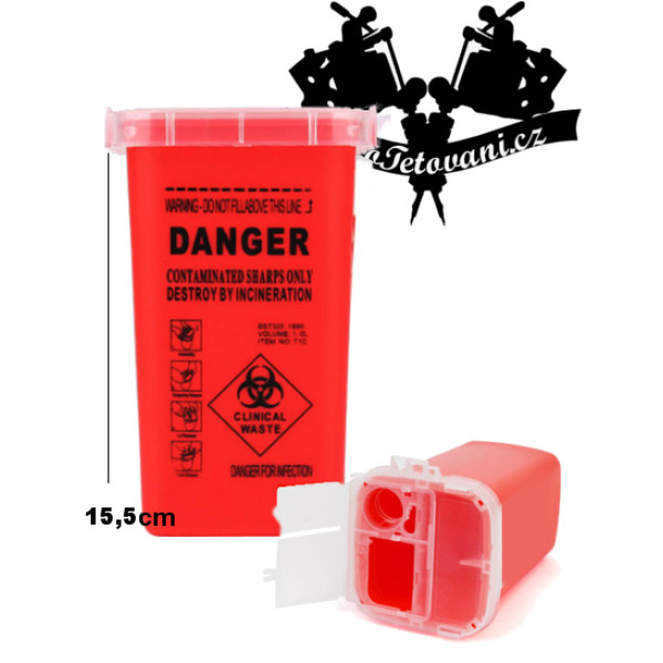 Nádobka pro tetovací odpad 1l červená