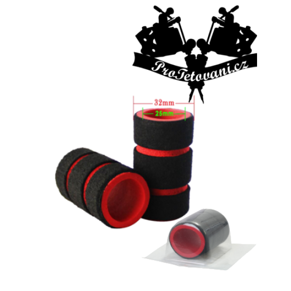 Návlek na tetovací grip s paměťovou pěnou Ridges red