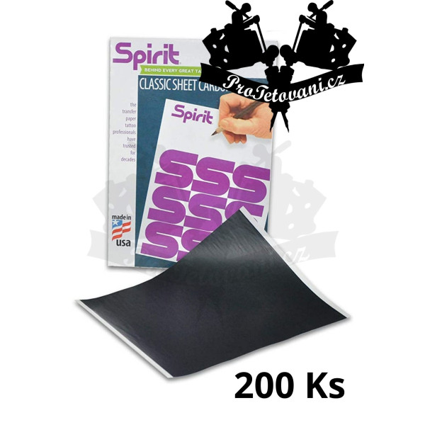 Obtiskovací papír Spirit Classic Sheet Carbon pro přenos tetovacích motivů 200ks