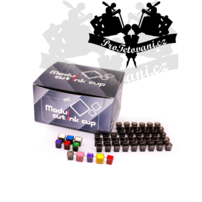 Paletka jednorázových čtvercových kelímku na tetovací inkoust