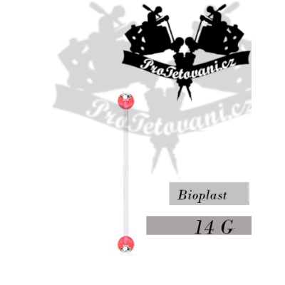 Piercing do pupíku Bioplast bioflex PINK Crystal