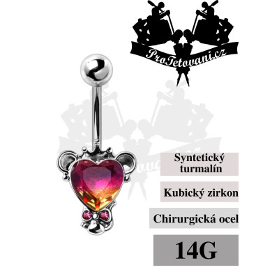 Piercing do pupíku Princess heart