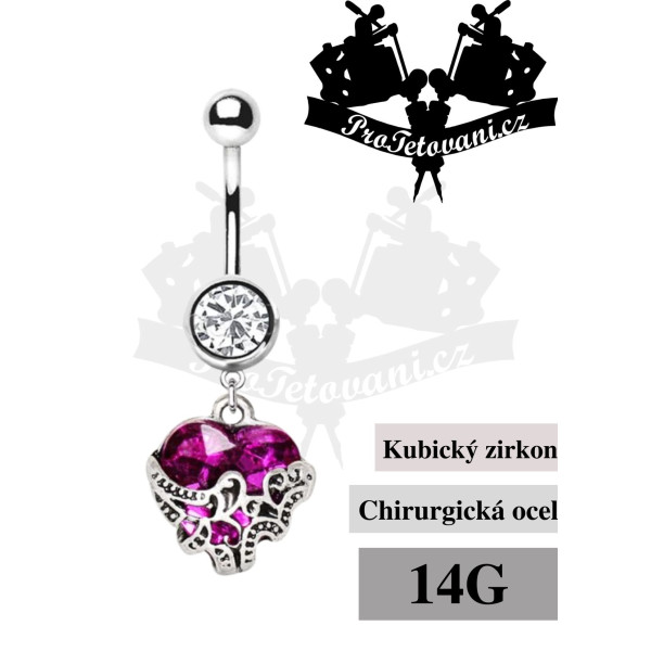 Piercing do pupíku Purple Heart