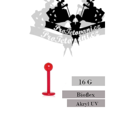 Piercing do rtu Labret UV Akryl Red