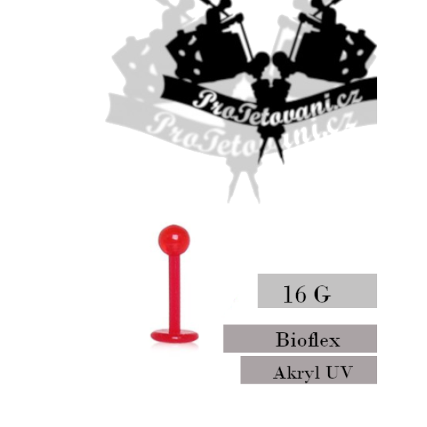 Piercing do rtu Labret UV Akryl Red