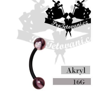 Piercing banánek akryl Marble Black AK3