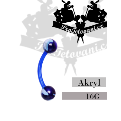 Piercing banánek akryl Marble Blue AB3