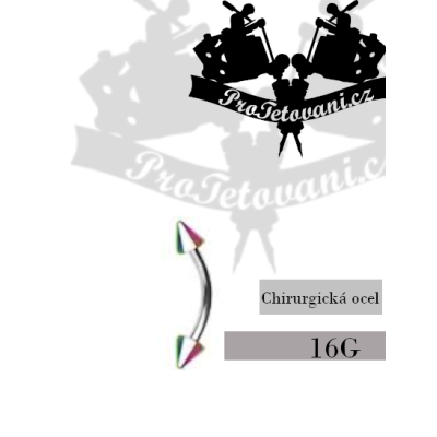 Piercing banánek do obočí Rainbow Spikes