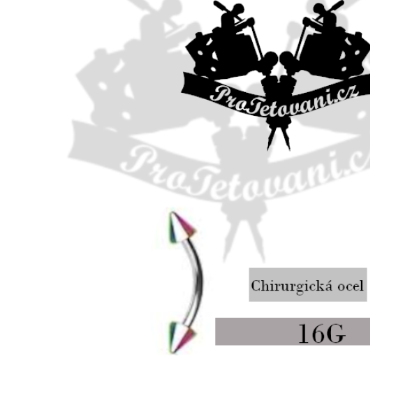 Piercing banánek do obočí Rainbow Spikes