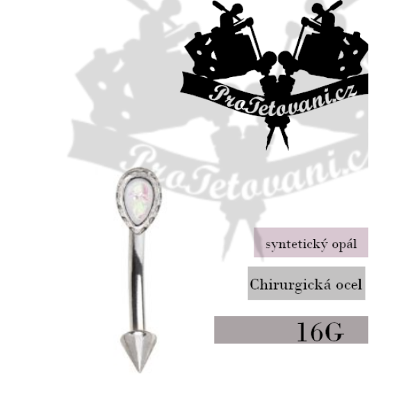 Piercing banánek do obočí White Opal