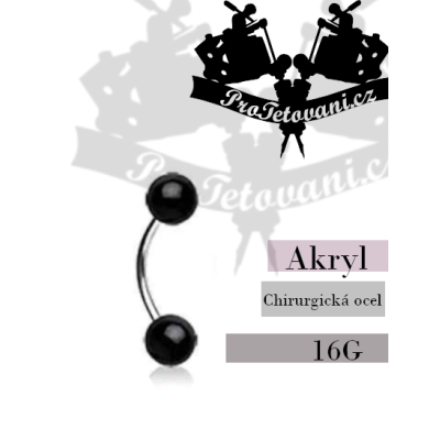 Piercing banánek s UV kuličkami Black