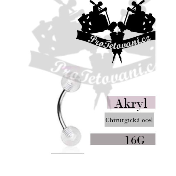 Piercing banánek s UV kuličkami Clear