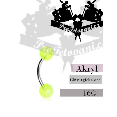 Piercing banánek s UV kuličkami Green