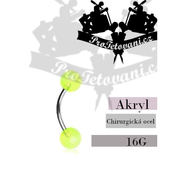 Piercing banánek s UV kuličkami Green
