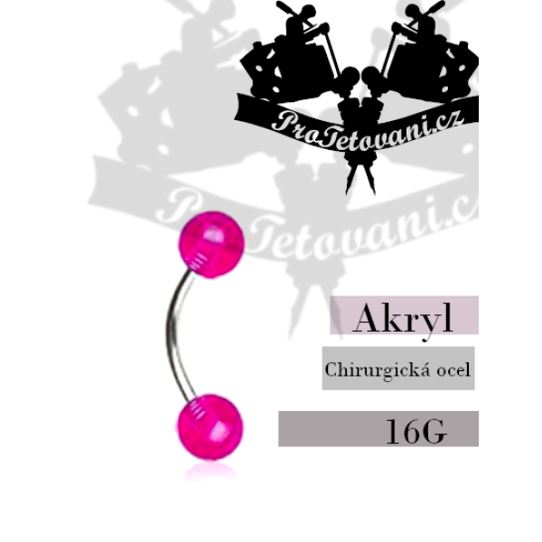 Piercing banánek s UV kuličkami Purple