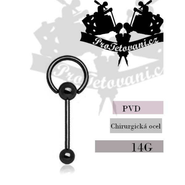 Piercing činka s kroužkem PVD Black