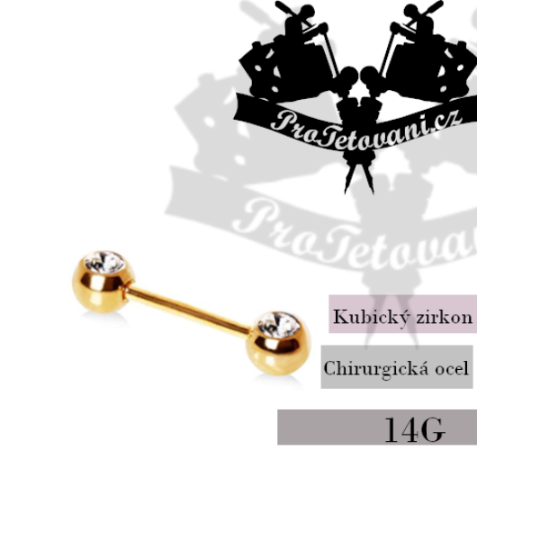 Piercing do bradavky Golden bar