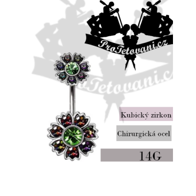 Piercing do pupíku Flower Emerald