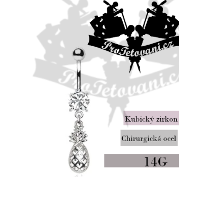 Piercing do pupíku Silver Ananas